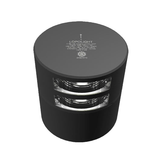 Lopolight 3nm Double Stacked Stern Light Horizontal Mount White Black | SendIt Sailing