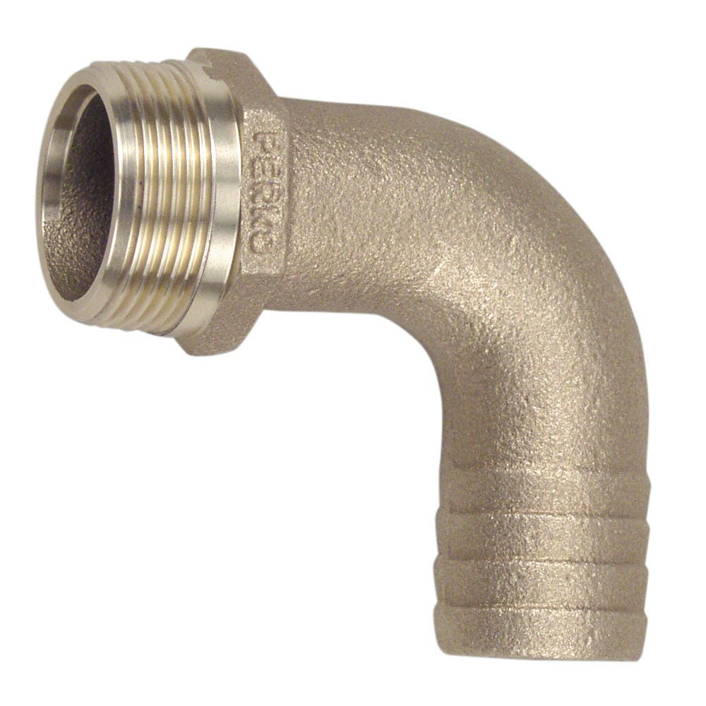 Perko 1in Pipe to Hose Adapter 90 Degree Bronze MADE IN THE USA | SendIt Sailing