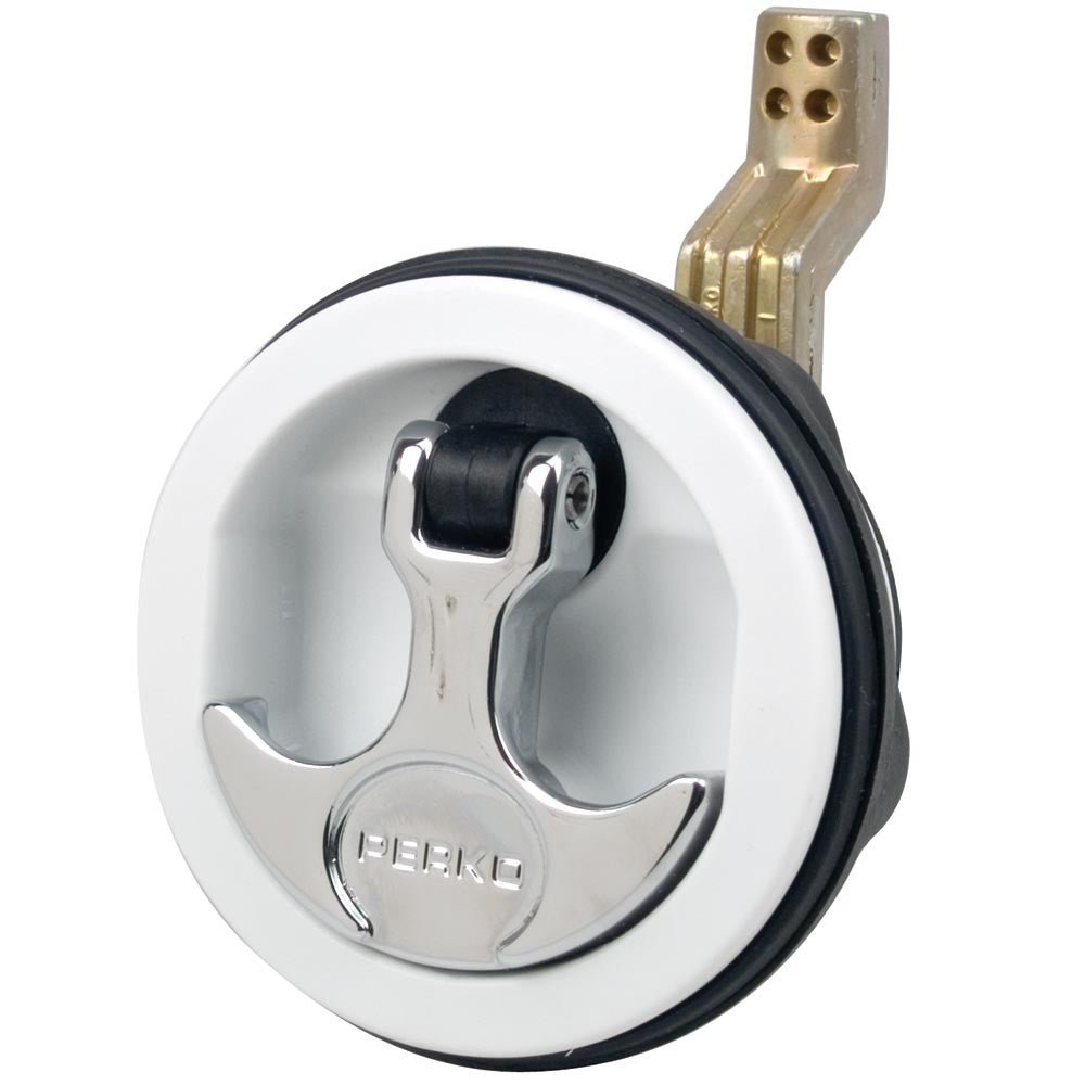 Perko Flush Latch - Surface Mount Offset Cam Bar - 2.5in Hole - White | SendIt Sailing
