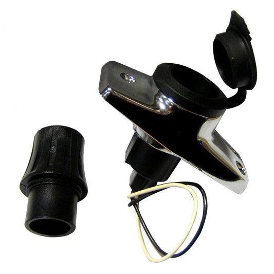 Perko Rectangular Plug-In Base f/Pole Cards - Chrome Plated Zinc/Black | SendIt Sailing