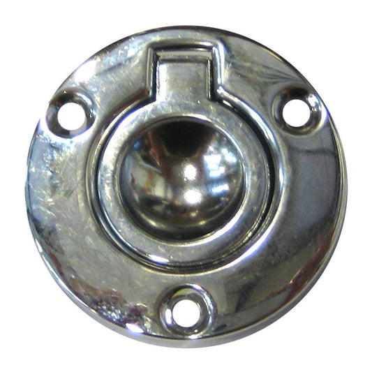 Perko Round Flush Ring Pull - 2in - Chrome Plated Zinc | SendIt Sailing